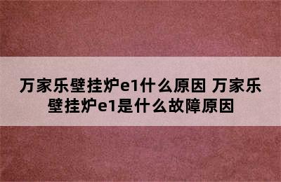 万家乐壁挂炉e1什么原因 万家乐壁挂炉e1是什么故障原因